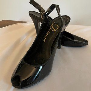 Delman Patent Leather Peep Toe Pump